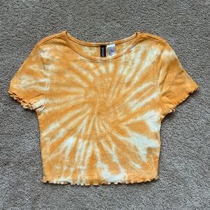 H&M Women’s Orange Spiral Tie Dye Crop-Top XS